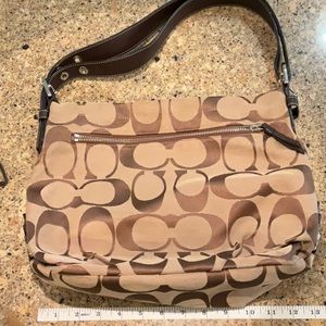 Coach canvas and leather shoulder bag